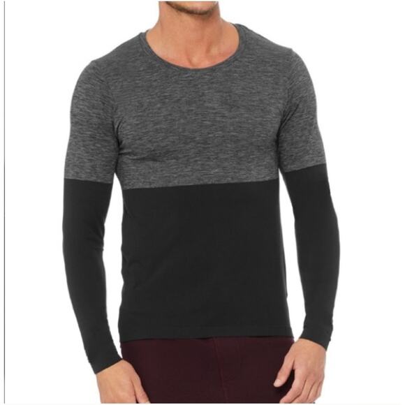 ALO Yoga Other - Alo Energy Long Sleeve Crewneck Shirt Gray Black Medium Workout Top Colorblock